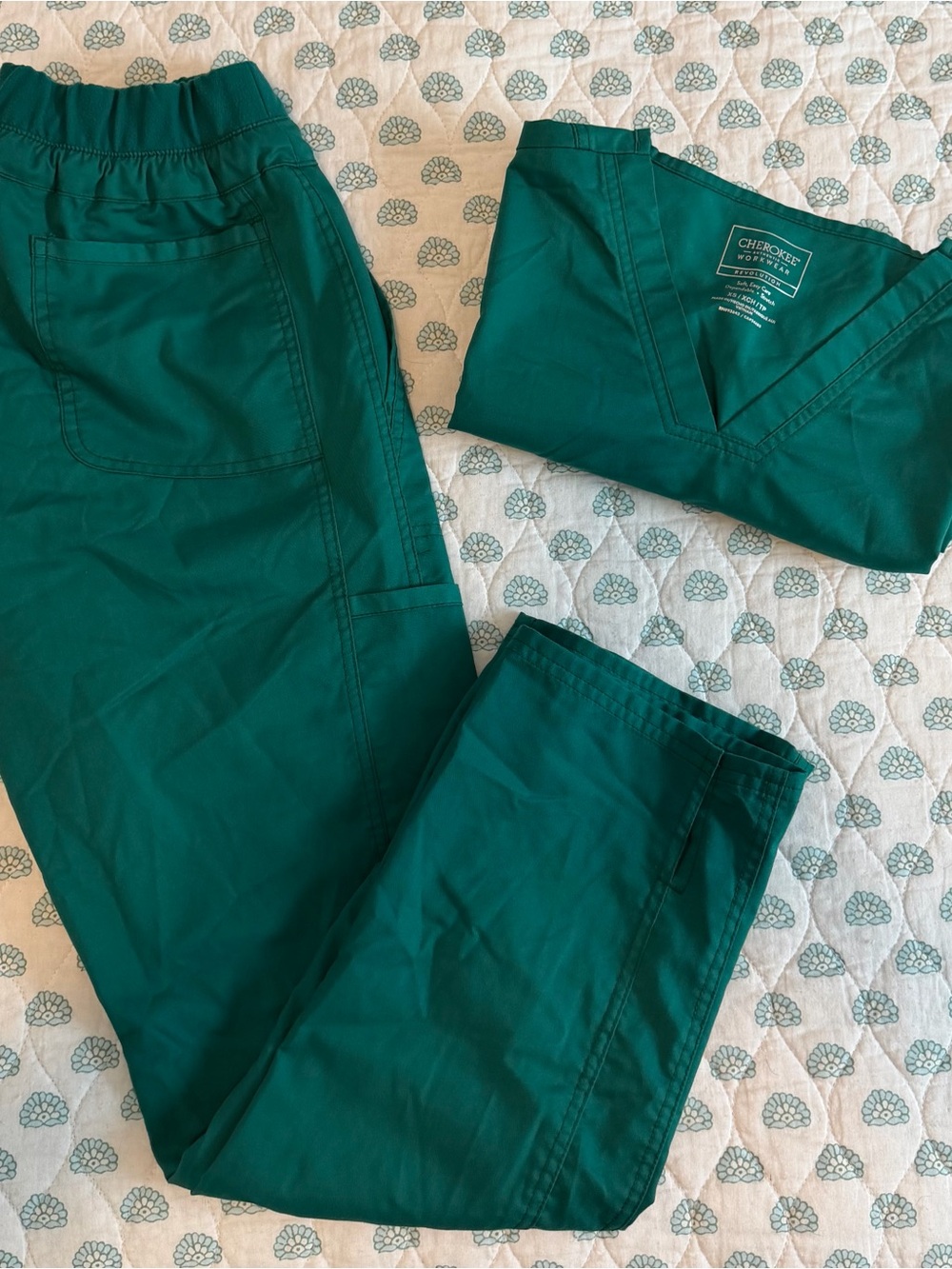 Cherokee Green Scrub Pants and Top